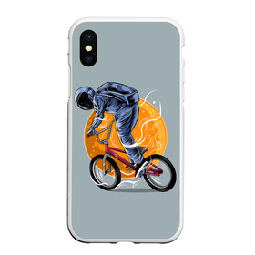 Чехол для iPhone XS Max матовый с принтом Космический велосипедист (Z) в Белгороде, Силикон | Область печати: задняя сторона чехла, без боковых панелей | Тематика изображения на принте: bicycle | bicyclist | bike | biker | bmx | cycle | galaxy | moon | rider | space | stars | байкер | бмх | вело | велогонщик | велосепедист | велосипед | велоспорт | гонщик | космос | луна