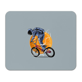 Коврик для мышки прямоугольный с принтом Космический велосипедист (Z) в Белгороде, натуральный каучук | размер 230 х 185 мм; запечатка лицевой стороны | bicycle | bicyclist | bike | biker | bmx | cycle | galaxy | moon | rider | space | stars | байкер | бмх | вело | велогонщик | велосепедист | велосипед | велоспорт | гонщик | космос | луна