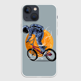 Чехол для iPhone 13 mini с принтом Космический велосипедист (Z) в Белгороде,  |  | Тематика изображения на принте: bicycle | bicyclist | bike | biker | bmx | cycle | galaxy | moon | rider | space | stars | байкер | бмх | вело | велогонщик | велосепедист | велосипед | велоспорт | гонщик | космос | луна