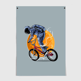 Постер с принтом Космический велосипедист (Z) в Белгороде, 100% бумага
 | бумага, плотность 150 мг. Матовая, но за счет высокого коэффициента гладкости имеет небольшой блеск и дает на свету блики, но в отличии от глянцевой бумаги не покрыта лаком | bicycle | bicyclist | bike | biker | bmx | cycle | galaxy | moon | rider | space | stars | байкер | бмх | вело | велогонщик | велосепедист | велосипед | велоспорт | гонщик | космос | луна