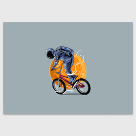Поздравительная открытка с принтом Космический велосипедист (Z) в Белгороде, 100% бумага | плотность бумаги 280 г/м2, матовая, на обратной стороне линовка и место для марки
 | bicycle | bicyclist | bike | biker | bmx | cycle | galaxy | moon | rider | space | stars | байкер | бмх | вело | велогонщик | велосепедист | велосипед | велоспорт | гонщик | космос | луна
