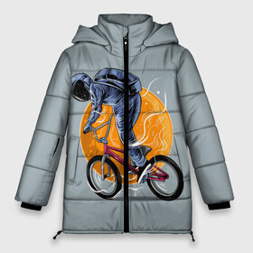 Женская зимняя куртка 3D с принтом Космический велосипедист (Z) в Белгороде, верх — 100% полиэстер; подкладка — 100% полиэстер; утеплитель — 100% полиэстер | длина ниже бедра, силуэт Оверсайз. Есть воротник-стойка, отстегивающийся капюшон и ветрозащитная планка. 

Боковые карманы с листочкой на кнопках и внутренний карман на молнии | bicycle | bicyclist | bike | biker | bmx | cycle | galaxy | moon | rider | space | stars | байкер | бмх | вело | велогонщик | велосепедист | велосипед | велоспорт | гонщик | космос | луна