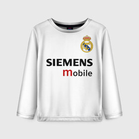 Детский лонгслив 3D с принтом Рауль Реал Мадрид в Белгороде, 100% полиэстер | длинные рукава, круглый вырез горловины, полуприлегающий силуэт
 | 7 | raul | real madrid | испанский футбольный клуб | ла лига | легенда реала | логотип реала | нападающий | номер 7 | рауль | реал мадрид | сименс мобайл | эмблема реала