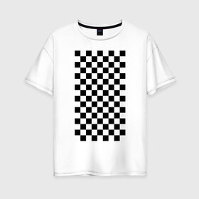 Женская футболка хлопок Oversize с принтом Шахматный пол в Белгороде, 100% хлопок | свободный крой, круглый ворот, спущенный рукав, длина до линии бедер
 | дельта | заговор | иллюминаты | масонство | масоны | наблюдение | наугольник | текстура | циркуль | шахматка
