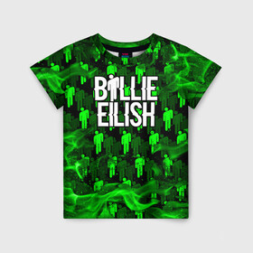 Детская футболка 3D с принтом BILLIE EILISH в Белгороде, 100% гипоаллергенный полиэфир | прямой крой, круглый вырез горловины, длина до линии бедер, чуть спущенное плечо, ткань немного тянется | ayelish | bad guy | bellyache | bilie eilish | bilie elish | billie | billie eilish | eilish | electronic | elish | music | били айлиш | билли айлиш | эйлиш | элиш