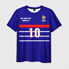 Мужская футболка 3D с принтом Форма Франции (Zidane) в Белгороде, 100% полиэфир | прямой крой, круглый вырез горловины, длина до линии бедер | zidane | зидан | зизу | зинедин зидан | легенда франции | номер 10 | реал мадрид | ретро форма | сборная франции | тренер реала | фильм такси | футболка из фильма такси | чемпионат мира 1998 | чемпионы мира