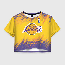 Женская футболка Crop-top 3D с принтом Los Angeles Lakers в Белгороде, 100% полиэстер | круглая горловина, длина футболки до линии талии, рукава с отворотами | basketball | game | lakers | los angeles | los angeles lakers | nba | sport | баскетбол | игра | лейкерс | лос анджелес | лос анджелес лейкерс | нба | спорт