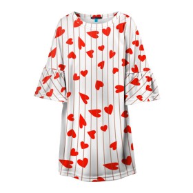 Детское платье 3D с принтом Просто сердечки в Белгороде, 100% полиэстер | прямой силуэт, чуть расширенный к низу. Круглая горловина, на рукавах — воланы | heart | hearts | lines | red | в | забавные | красные | линии | любовь | полоску | полосы | прикольные | рисунки | сердечки | сердце