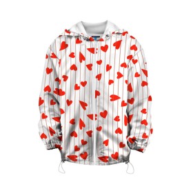 Детская куртка 3D с принтом Просто сердечки в Белгороде, 100% полиэстер | застежка — молния, подол и капюшон оформлены резинкой с фиксаторами, по бокам — два кармана без застежек, один потайной карман на груди, плотность верхнего слоя — 90 г/м2; плотность флисового подклада — 260 г/м2 | heart | hearts | lines | red | в | забавные | красные | линии | любовь | полоску | полосы | прикольные | рисунки | сердечки | сердце
