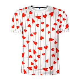 Мужская футболка 3D спортивная с принтом Просто сердечки в Белгороде, 100% полиэстер с улучшенными характеристиками | приталенный силуэт, круглая горловина, широкие плечи, сужается к линии бедра | Тематика изображения на принте: heart | hearts | lines | red | в | забавные | красные | линии | любовь | полоску | полосы | прикольные | рисунки | сердечки | сердце
