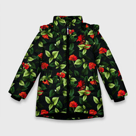 Зимняя куртка для девочек 3D с принтом Цветочный сад в Белгороде, ткань верха — 100% полиэстер; подклад — 100% полиэстер, утеплитель — 100% полиэстер. | длина ниже бедра, удлиненная спинка, воротник стойка и отстегивающийся капюшон. Есть боковые карманы с листочкой на кнопках, утяжки по низу изделия и внутренний карман на молнии. 

Предусмотрены светоотражающий принт на спинке, радужный светоотражающий элемент на пуллере молнии и на резинке для утяжки. | весна | дача | летние цветы | летняя | лето | паттерн | розы | сад | свежесть | текстуры | узор | цветы