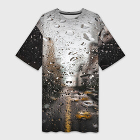 Платье-футболка 3D с принтом Дождь капли на стекле город в Белгороде,  |  | абстракция | блики | боке | вода | город | градиент | дождь | дорога | капли | капли на стекле | круги | лето | пасмурно | природа | роса | свет | симметрия | темный | фото