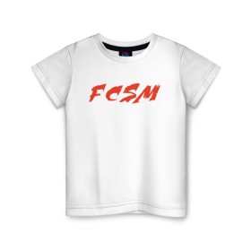 Детская футболка хлопок с принтом FCSM в Белгороде, 100% хлопок | круглый вырез горловины, полуприлегающий силуэт, длина до линии бедер | fc spartak | fcsm | spartak | spartak moscow | красно белые | спартак | спартак москва | фк спартак | фксм