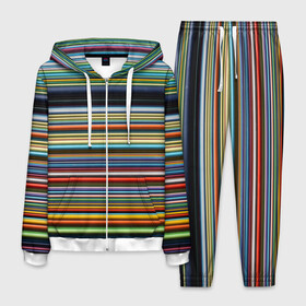 Мужской костюм 3D с принтом РАзноцыетные линии полосы хаос в Белгороде, 100% полиэстер | Манжеты и пояс оформлены тканевой резинкой, двухслойный капюшон со шнурком для регулировки, карманы спереди | линии | полосатый | полосы | поперечный | разноцветный | разный | рисунок | ровные | хаотичный | цветной