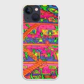 Чехол для iPhone 13 mini с принтом ИНОПЛАНЕТЯНЕ   КИСЛОТА в Белгороде,  |  | abstract | abstraction | color | geometry | paitnt | psy | абстракция | геометрия | краски | неоновые | психоделика