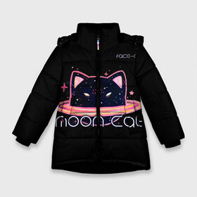 Зимняя куртка для девочек 3D с принтом Face Off- Moon cat в Белгороде, ткань верха — 100% полиэстер; подклад — 100% полиэстер, утеплитель — 100% полиэстер. | длина ниже бедра, удлиненная спинка, воротник стойка и отстегивающийся капюшон. Есть боковые карманы с листочкой на кнопках, утяжки по низу изделия и внутренний карман на молнии. 

Предусмотрены светоотражающий принт на спинке, радужный светоотражающий элемент на пуллере молнии и на резинке для утяжки. | cat | face off | moon cat | кот | луна