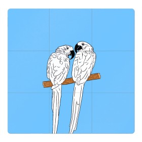 Магнитный плакат 3Х3 с принтом Белые попугаи в Белгороде, Полимерный материал с магнитным слоем | 9 деталей размером 9*9 см | Тематика изображения на принте: bird | parrot | tropical | wings | азия | ара | джунгли | дикие | животные | клюв | крылья | латинская | летние | лето | небесный | острова | отдых | пальмы | перья | попугаи | попугай | птица | птичка | райские | тропики