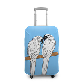 Чехол для чемодана 3D с принтом Белые попугаи в Белгороде, 86% полиэфир, 14% спандекс | двустороннее нанесение принта, прорези для ручек и колес | bird | parrot | tropical | wings | азия | ара | джунгли | дикие | животные | клюв | крылья | латинская | летние | лето | небесный | острова | отдых | пальмы | перья | попугаи | попугай | птица | птичка | райские | тропики