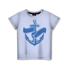 Детская футболка 3D с принтом Якорь(ВМФ) в Белгороде, 100% гипоаллергенный полиэфир | прямой крой, круглый вырез горловины, длина до линии бедер, чуть спущенное плечо, ткань немного тянется | вмф | военно морской флот | день вмф | корабли | море | праздник вмф