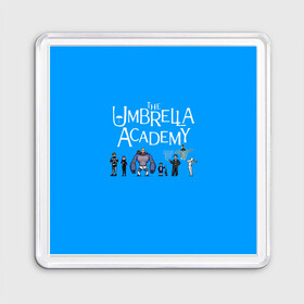 Магнит 55*55 с принтом The umbrella academy в Белгороде, Пластик | Размер: 65*65 мм; Размер печати: 55*55 мм | dark horse comics | netflix | the umbrella academy | umbrella | академия амбрелла | белая скрипка | бен харгривз | комикс | комильфо | космобой | кракен | реджинальд харгривз | сеанс | слух