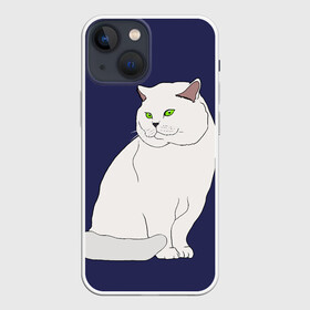 Чехол для iPhone 13 mini с принтом Белый британский котик в Белгороде,  |  | cat | cute | kitten | meow | британец | британский | взгляд | друзья | животные | зверек | зверюшки | каваи | киска | котенок | котик | коты | котята | кошак | кошечки | кошки | лапы | милые | мордочка | мяу | няшные