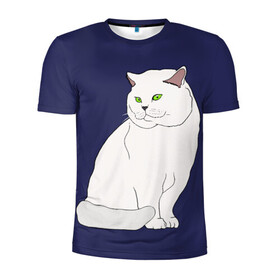 Мужская футболка 3D спортивная с принтом Белый британский котик в Белгороде, 100% полиэстер с улучшенными характеристиками | приталенный силуэт, круглая горловина, широкие плечи, сужается к линии бедра | cat | cute | kitten | meow | британец | британский | взгляд | друзья | животные | зверек | зверюшки | каваи | киска | котенок | котик | коты | котята | кошак | кошечки | кошки | лапы | милые | мордочка | мяу | няшные
