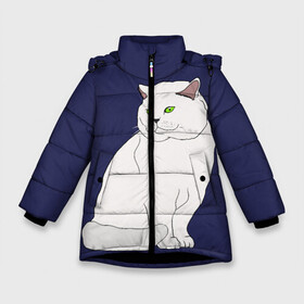 Зимняя куртка для девочек 3D с принтом Белый британский котик в Белгороде, ткань верха — 100% полиэстер; подклад — 100% полиэстер, утеплитель — 100% полиэстер. | длина ниже бедра, удлиненная спинка, воротник стойка и отстегивающийся капюшон. Есть боковые карманы с листочкой на кнопках, утяжки по низу изделия и внутренний карман на молнии. 

Предусмотрены светоотражающий принт на спинке, радужный светоотражающий элемент на пуллере молнии и на резинке для утяжки. | Тематика изображения на принте: cat | cute | kitten | meow | британец | британский | взгляд | друзья | животные | зверек | зверюшки | каваи | киска | котенок | котик | коты | котята | кошак | кошечки | кошки | лапы | милые | мордочка | мяу | няшные