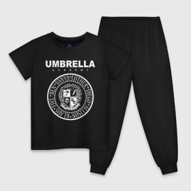 Детская пижама хлопок с принтом Академия Амбрелла в Белгороде, 100% хлопок |  брюки и футболка прямого кроя, без карманов, на брюках мягкая резинка на поясе и по низу штанин
 | umbrella | umbrella academy | академия амбрелла | амбрелла | герб