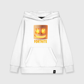 Детская толстовка хлопок с принтом Fortnite Marshmello в Белгороде, 100% хлопок | Круглый горловой вырез, эластичные манжеты, пояс, капюшен | fortnite | marshmello | маршмелло | маршмеллоу | фортнайт