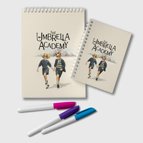 Блокнот с принтом The umbrella academy в Белгороде, 100% бумага | 48 листов, плотность листов — 60 г/м2, плотность картонной обложки — 250 г/м2. Листы скреплены удобной пружинной спиралью. Цвет линий — светло-серый
 | Тематика изображения на принте: dark horse comics | netflix | the umbrella academy | umbrella | академия амбрелла | белая скрипка | бен харгривз | комикс | комильфо | космобой | кракен | реджинальд харгривз | сеанс | слух