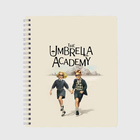 Тетрадь с принтом The umbrella academy в Белгороде, 100% бумага | 48 листов, плотность листов — 60 г/м2, плотность картонной обложки — 250 г/м2. Листы скреплены сбоку удобной пружинной спиралью. Уголки страниц и обложки скругленные. Цвет линий — светло-серый
 | dark horse comics | netflix | the umbrella academy | umbrella | академия амбрелла | белая скрипка | бен харгривз | комикс | комильфо | космобой | кракен | реджинальд харгривз | сеанс | слух