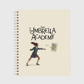 Тетрадь с принтом The umbrella academy в Белгороде, 100% бумага | 48 листов, плотность листов — 60 г/м2, плотность картонной обложки — 250 г/м2. Листы скреплены сбоку удобной пружинной спиралью. Уголки страниц и обложки скругленные. Цвет линий — светло-серый
 | dark horse comics | netflix | the umbrella academy | umbrella | академия амбрелла | белая скрипка | бен харгривз | комикс | комильфо | космобой | кракен | реджинальд харгривз | сеанс | слух