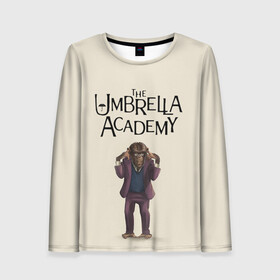 Женский лонгслив 3D с принтом The umbrella academy в Белгороде, 100% полиэстер | длинные рукава, круглый вырез горловины, полуприлегающий силуэт | dark horse comics | netflix | the umbrella academy | umbrella | академия амбрелла | белая скрипка | бен харгривз | комикс | комильфо | космобой | кракен | реджинальд харгривз | сеанс | слух