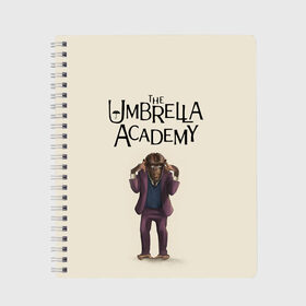 Тетрадь с принтом The umbrella academy в Белгороде, 100% бумага | 48 листов, плотность листов — 60 г/м2, плотность картонной обложки — 250 г/м2. Листы скреплены сбоку удобной пружинной спиралью. Уголки страниц и обложки скругленные. Цвет линий — светло-серый
 | dark horse comics | netflix | the umbrella academy | umbrella | академия амбрелла | белая скрипка | бен харгривз | комикс | комильфо | космобой | кракен | реджинальд харгривз | сеанс | слух