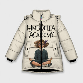 Зимняя куртка для девочек 3D с принтом The umbrella academy в Белгороде, ткань верха — 100% полиэстер; подклад — 100% полиэстер, утеплитель — 100% полиэстер. | длина ниже бедра, удлиненная спинка, воротник стойка и отстегивающийся капюшон. Есть боковые карманы с листочкой на кнопках, утяжки по низу изделия и внутренний карман на молнии. 

Предусмотрены светоотражающий принт на спинке, радужный светоотражающий элемент на пуллере молнии и на резинке для утяжки. | dark horse comics | netflix | the umbrella academy | umbrella | академия амбрелла | белая скрипка | бен харгривз | комикс | комильфо | космобой | кракен | реджинальд харгривз | сеанс | слух