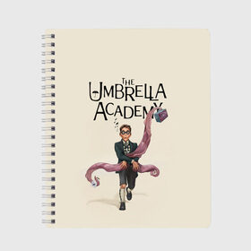 Тетрадь с принтом The umbrella academy в Белгороде, 100% бумага | 48 листов, плотность листов — 60 г/м2, плотность картонной обложки — 250 г/м2. Листы скреплены сбоку удобной пружинной спиралью. Уголки страниц и обложки скругленные. Цвет линий — светло-серый
 | dark horse comics | netflix | the umbrella academy | umbrella | академия амбрелла | белая скрипка | бен харгривз | комикс | комильфо | космобой | кракен | реджинальд харгривз | сеанс | слух