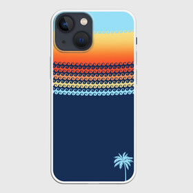 Чехол для iPhone 13 mini с принтом Летние волны и пальма в Белгороде,  |  | август | вода | дача | деревня | жара | загар | зелень | зной | июль | июнь | каллиграфия | каникулы | купальник | купание | курорт | луг | море | мороженое | отдых | отпуск | песок | пляж | радость | сезон