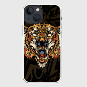 Чехол для iPhone 13 mini с принтом Тигровый стимпанк (Tiger) в Белгороде,  |  | барс | волк | детёныш | джунгли | енот | животное | злость | зубр | клыки | кот | лев | леопард | лес | листья | львица | медведь | монстр | оскал | охотник | пасть | полосы | пятнистая | рык | рычание | тигр