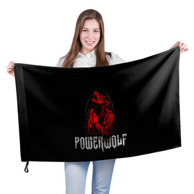 Флаг 3D с принтом POWERWOLF в Белгороде, 100% полиэстер | плотность ткани — 95 г/м2, размер — 67 х 109 см. Принт наносится с одной стороны | hardcore | metal | music | powerwolf | punk | rock | волки | метал | музыка | панк | рок