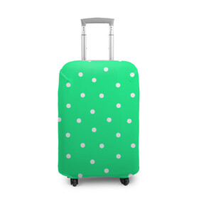 Чехол для чемодана 3D с принтом Горошек на зеленом в Белгороде, 86% полиэфир, 14% спандекс | двустороннее нанесение принта, прорези для ручек и колес | baby | casual | girl | green | pattern | геометрия | горох | горошек | девушкам | детские | зелень | круги | круглый | кружочки | летние | лето | листья | многоточие | мятный | нежные | орнамент | пастельные | паттерн