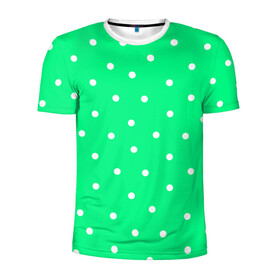 Мужская футболка 3D спортивная с принтом Горошек на зеленом в Белгороде, 100% полиэстер с улучшенными характеристиками | приталенный силуэт, круглая горловина, широкие плечи, сужается к линии бедра | baby | casual | girl | green | pattern | геометрия | горох | горошек | девушкам | детские | зелень | круги | круглый | кружочки | летние | лето | листья | многоточие | мятный | нежные | орнамент | пастельные | паттерн