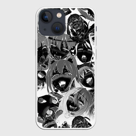 Чехол для iPhone 13 mini с принтом Ахегао паттерн черный в Белгороде,  |  | ahegao | kawai | kowai | oppai | otaku | senpai | sugoi | waifu | yandere | ахегао | ковай | отаку | семпай | сенпай | сэмпай | яндере