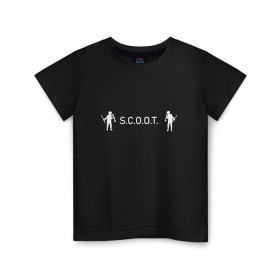 Детская футболка хлопок с принтом Самокат фристайл S.C.O.O.T в Белгороде, 100% хлопок | круглый вырез горловины, полуприлегающий силуэт, длина до линии бедер | 