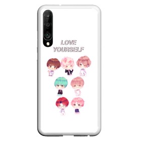 Чехол для Honor P30 с принтом BTS Love Yourself в Белгороде, Силикон | Область печати: задняя сторона чехла, без боковых панелей | Тематика изображения на принте: bts | k pop | love | love yourself | битиес