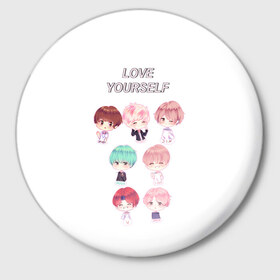 Значок с принтом BTS Love Yourself в Белгороде,  металл | круглая форма, металлическая застежка в виде булавки | bts | k pop | love | love yourself | битиес