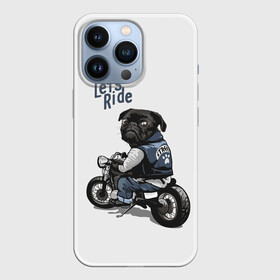 Чехол для iPhone 13 Pro с принтом Pug Rider | Байкер Мопс (Z) в Белгороде,  |  | Тематика изображения на принте: dog | doggie | doggy | mops | pug | декоративная собака | друг человека | другу | кинолог | лабрадор | малые молоссоиды | мопс | мопсик | мохнатый | пес | пёсель | пёсик | подарок | подруге | собака | собакен | собаки