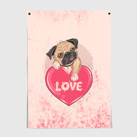 Постер с принтом Love Pug (Z) в Белгороде, 100% бумага
 | бумага, плотность 150 мг. Матовая, но за счет высокого коэффициента гладкости имеет небольшой блеск и дает на свету блики, но в отличии от глянцевой бумаги не покрыта лаком | dog | doggie | doggy | mops | pug | декоративная собака | друг человека | другу | кинолог | лабрадор | малые молоссоиды | мопс | мопсик | мохнатый | пес | пёсель | пёсик | подарок | подруге | собака | собакен | собаки