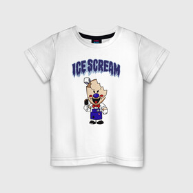 Детская футболка хлопок с принтом Ice Scream в Белгороде, 100% хлопок | круглый вырез горловины, полуприлегающий силуэт, длина до линии бедер | Тематика изображения на принте: horror | ice scream | neighborhood | аркадный | хоррор