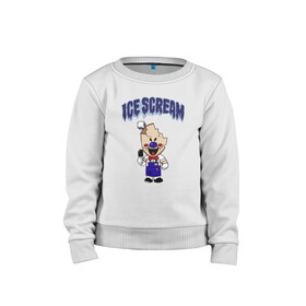 Детский свитшот хлопок с принтом Ice Scream в Белгороде, 100% хлопок | круглый вырез горловины, эластичные манжеты, пояс и воротник | horror | ice scream | neighborhood | аркадный | хоррор