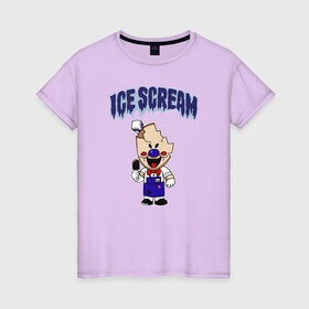 Женская футболка хлопок с принтом Ice Scream в Белгороде, 100% хлопок | прямой крой, круглый вырез горловины, длина до линии бедер, слегка спущенное плечо | horror | ice scream | neighborhood | аркадный | хоррор
